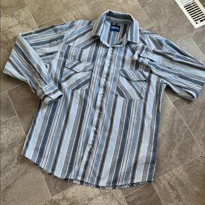 Vintage Resistol Mens M western pearl button snap long sleeve Striped Shirt